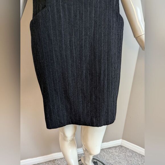 Vintage 90s DKNY Wool Dress Size 6 Pinstripe Scoop Neck Minimalist - Picture 8 of 8